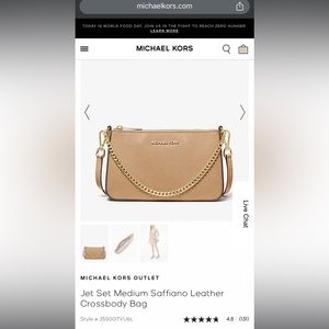 Michael Kors Jet Set Medium Saffiano Leather Crossbody Bag - Camel